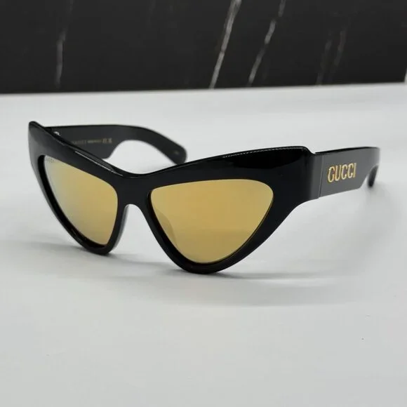 NEW GG1294S 002 GUCCI SUNGLASSES SHINY BLACK GOLD CAT EYE WOMEN EYEWEAR … Gucci Sunglasses GG1294S 002 main image 3